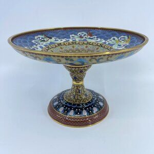 vintage chinese cloisonné enamel pedestal bowl